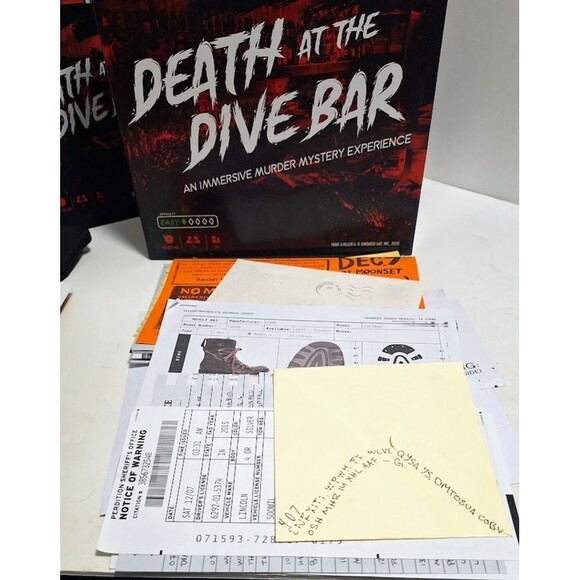 2020 GNOMISH HAT INC HUNT A KILLER MYSTERY DEATH AT THE DIVE BAR 100% COMPLETE - Picture 7 of 7